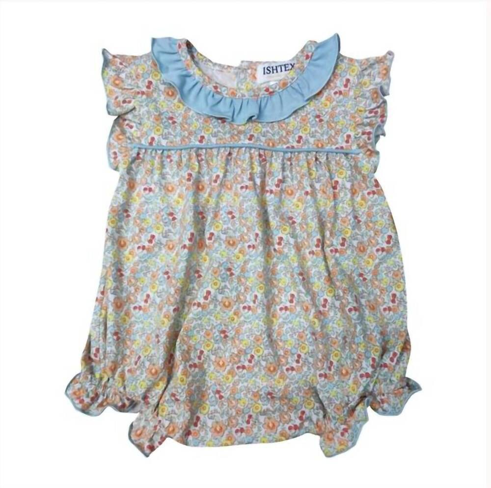 NEW ISHTEX girl's ditsy flower bubble romper in multi floral